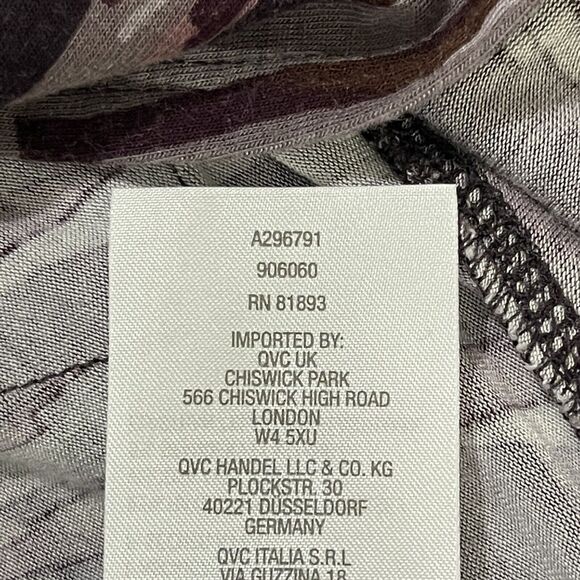 LOGO Tunic Top Women L Purple Pink‎ Print Pockets Ruffled Hem Knit Soft E24 - Picture 11 of 15